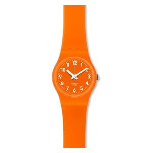  Swatch Watch LO104 For Women - Analog Display, Silicone Band - Orange 