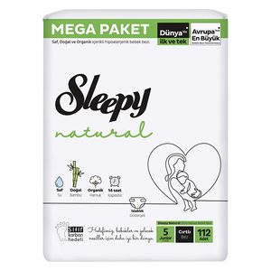 حفاضات أطفال سليبي  - مقاس 5 - بمستخلص الخيزران والقطن العضوي - 112 حفاضة