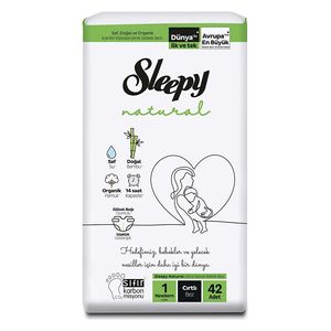  Sleepy Natural Newborn Baby Diapers - Size 1 - 42 Piece 