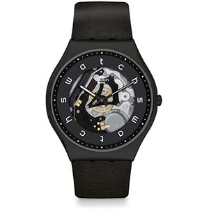  Swatch Watch SS07B101 For Unisex - Analog Display, Silicone Band - Black 