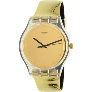  Swatch Watch SUOK120 For Women - Analog Display, Plastic Band - Gold 