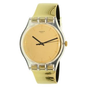  Swatch Watch SUOK120 For Women - Analog Display, Plastic Band - Gold 