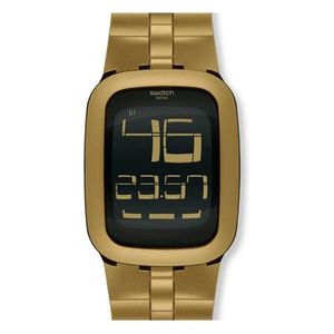  Swatch Watch SURC101 For Unisex - Digital Display, Silicone Band - Gold 