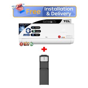  TCL TAC-24CHSD/MAX - 2 Ton - Wall Mounted Split - Inverter Pro - 6 Stage Amp Control - White + TCL TY-LWYR83B - Water Dispenser With Refrigerator - Black - Free Installation 