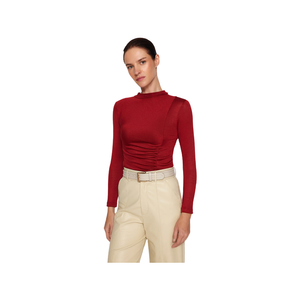 Trendyolmilla Knitwear Stand-Up Collar Draped Knitted Blouse - Burgundy
