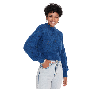 Trendyolmilla Soft Textured Openwork/Perforated Knit Sweater - Blue