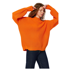 ترينديول ميلا بلوزة ذات فتحة واسعة بياقة دائرية - برتقالي