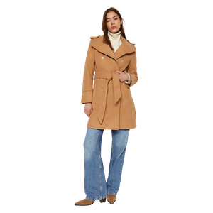 Trendyolmilla Belted Gold Button Detailed Stash Coat - Camel 