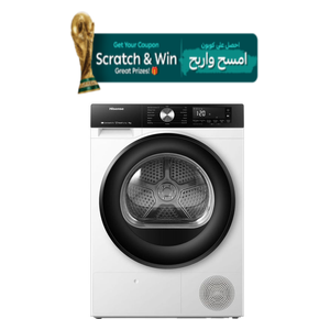  مجففة ملابس مع مضخة تسخين هايسنس - 9 كجم - DH3S902BW -  ابيض 