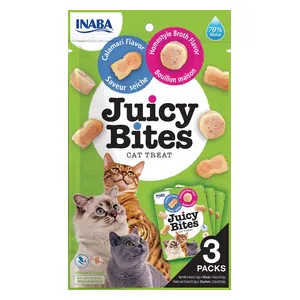 اينابا جويسي بايتس طعام قطط مرق منزلي ونكهة كاليماري - 3 قطع