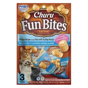 Inaba Churu BITES Chicken Recipe Wraps Tuna With Scallop Cat Snack - 3 Piece