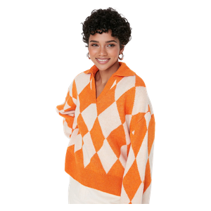 Trendyolmilla Wide Fit Soft Textured Patterned Knitwear Sweater- Orange
