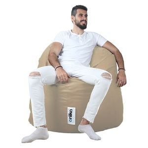  Ariika Willow Leather Bean Bag Chair - Beige 