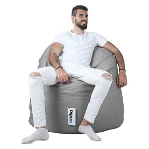  Ariika Willow Leather Bean Bag Chair - Gray 