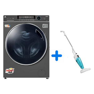 Alhafidh 15FL61 - 15Kg - 1400RPM - Front Loading Washing Machine - Silver + Midea SC861 - Handheld Vacuum Cleaner - White