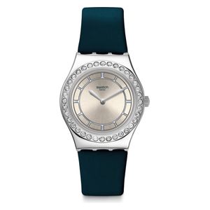  Swatch Watch YLS211 For Women - Analog Display, Leather Band - Blue 