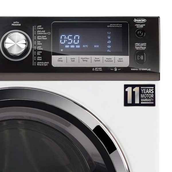 Alhafidh WMHA-1016WFL45 - 10Kg - 1400RPM - Front Loading Washing Machine - White