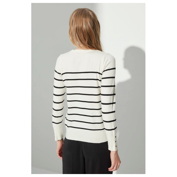 Trendyolmilla Women’s Premium Yarn/Special Yarn Striped Knitwear Sweater - White