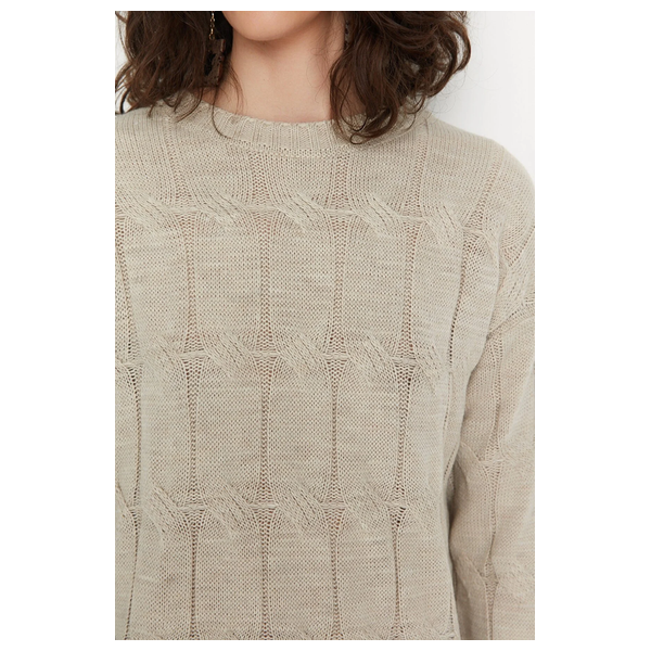 Trendyolmilla Mini Knitwear Hair Knitted Dress - Beige