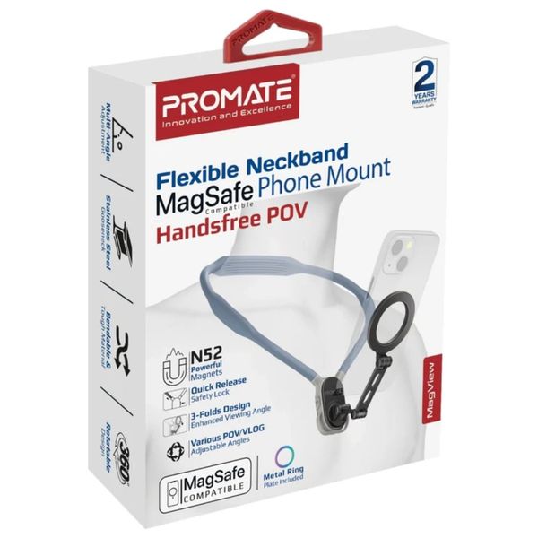  Promate MagView - Flexible Neck Magnetic Phone Mount - 360° Rotation - Strong Hold - Blue 