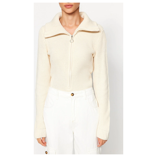 بلوزة نسائية ذات ياقة عالية وسحاب ترينديول ميلا - بيجي