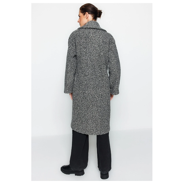 ترينديول ميلا جاكيت صوف كشمير طويل بقصة واسعة - رمادي