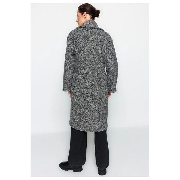 ترينديول ميلا جاكيت صوف كشمير طويل بقصة واسعة - رمادي