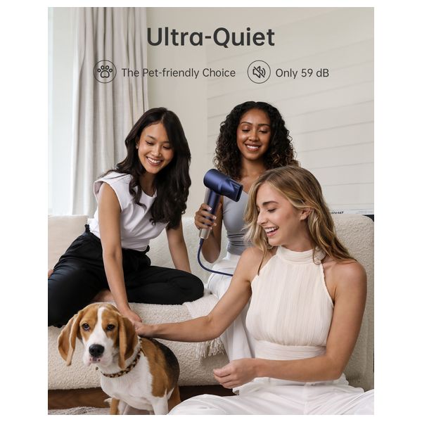 Laifen Swift Premium Hair Dryer - powerful performance with ionic technology for fast drying - 1400W - Golden Blue + Hair Brush