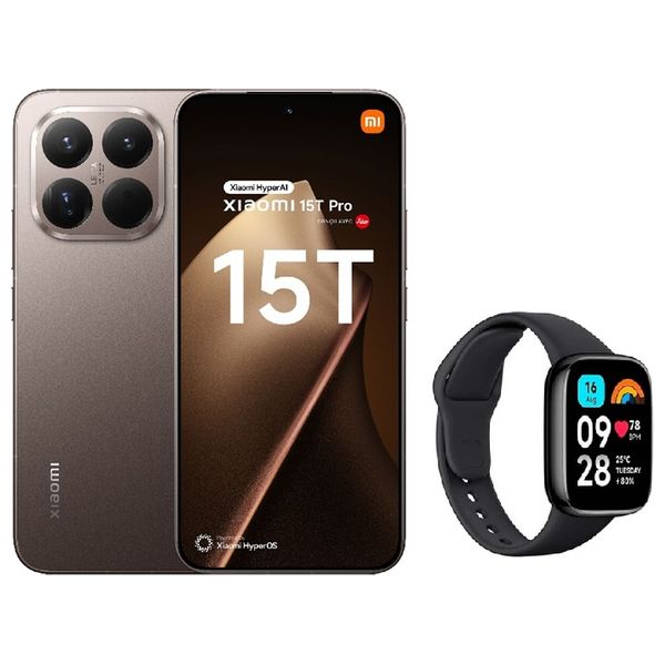  Xiaomi 15T Pro - Dual SIM - 6.83 Inch, 144 Hz, OLED - MediaTek Dimensity 9400+ (3nm) - 5500mAh + Xiaomi Redmi Watch 3 Active 