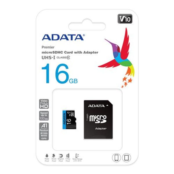 ADATA Premier Memory Card SD 5.1 - 16GB - SD Card - Black