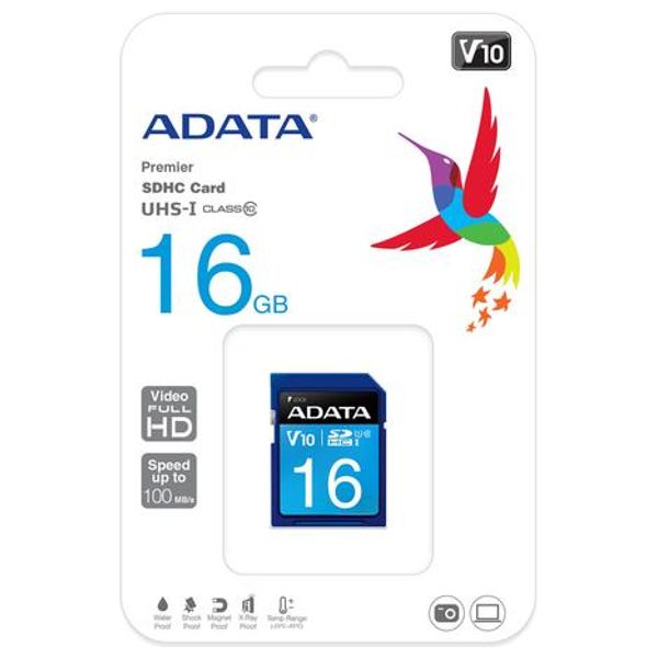 ADATA Premier Memory Card SDA 3.0 - 16GB - SD Card - Blue