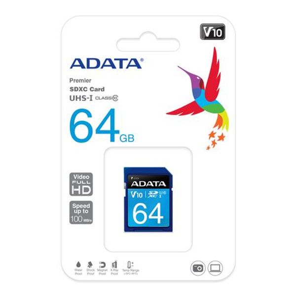 ADATA Premier Memory Card SDA 3.0 - 64GB - SD Card - Blue