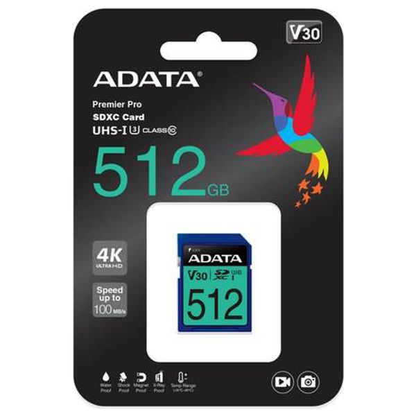 ADATA Premier Pro Memory Card SD 5.0 - 512GB - SD Card - Blue