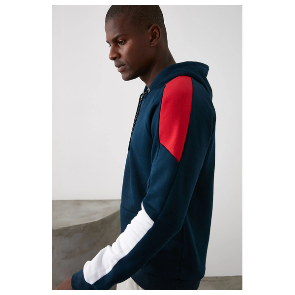 بلوزة بغطاء للرأس من ترينديول مان للرجال كبيرة الحجم/واسعة مع اجياب - كحلي