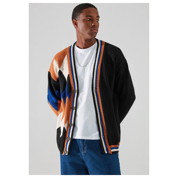 سترة ترينديول مان الرجالية ذات مقاس واسع - اسود