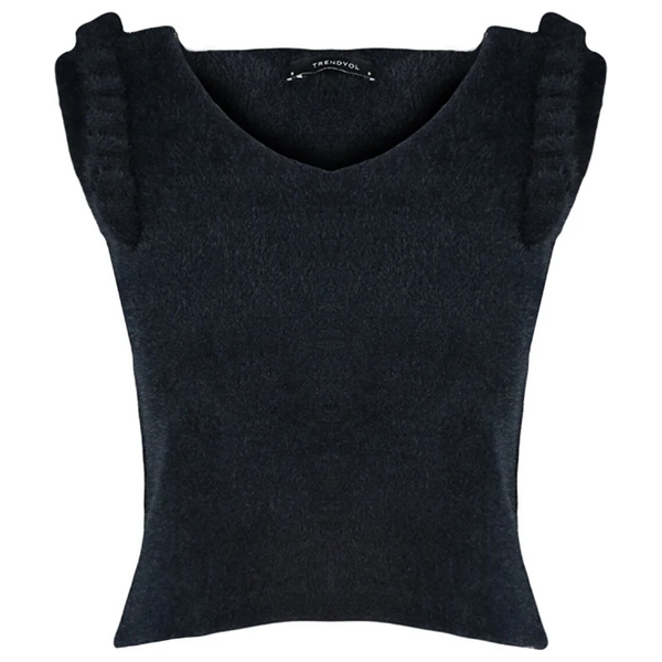Trendyolmilla Women’s Feather Knitwear Blouse - Black