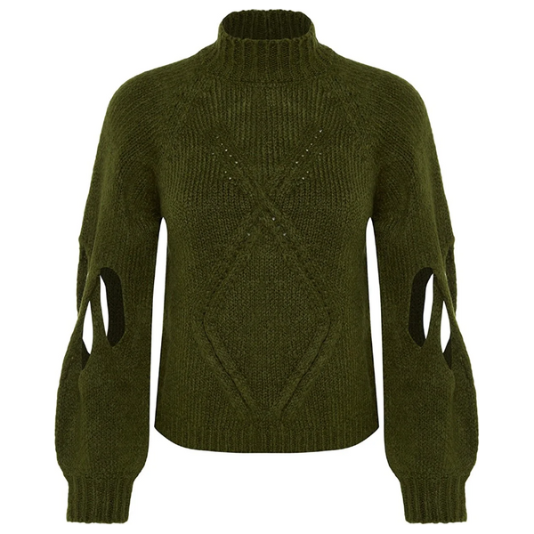 كنزة نسائي قبة عالية ترينديول ميلا - خاكي