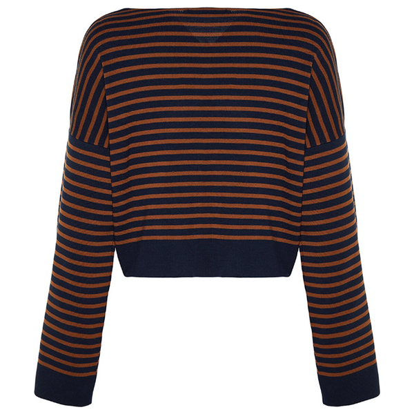 بلوزة نسائية قبة V ترينديول ميلا - نيلي