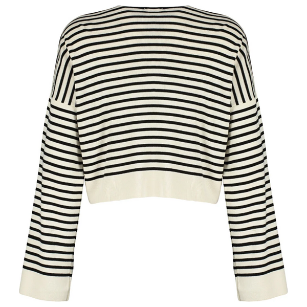 بلوزة نسائية قبة V ترينديول ميلا - اسود وابيض