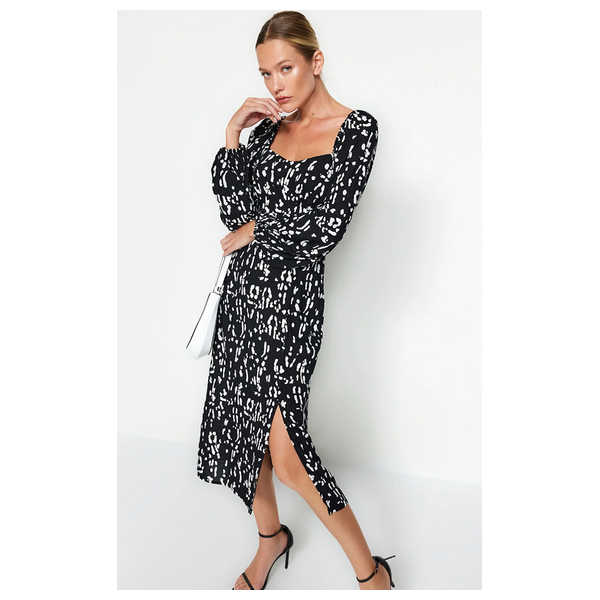 فستان نسائي ترينديول ميلا اكمام عريضة منقط - اسود