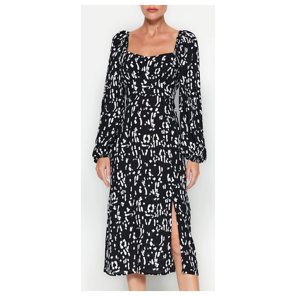 فستان نسائي ترينديول ميلا اكمام عريضة منقط - اسود