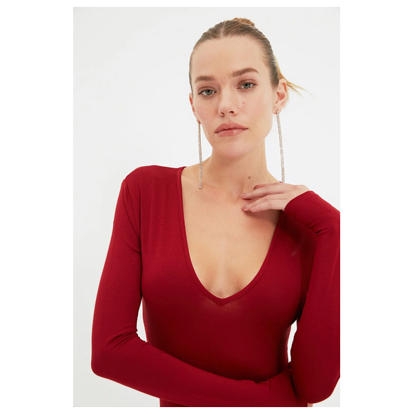 Trendyolmilla Women’s Deep V-Neck Body - Red Claret
