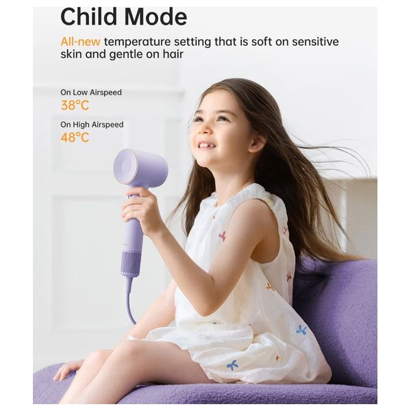 Laifen SE2 - High-Speed Hair Dryer - 1400W - Smart Temperature Control - Purple + Hair Brush