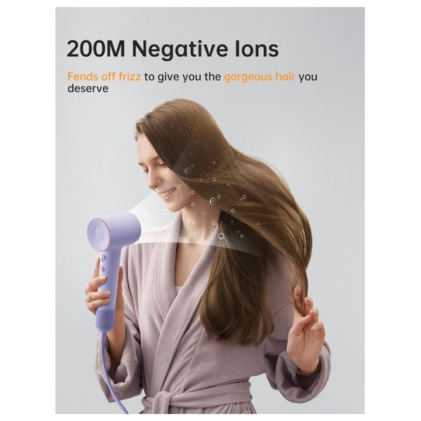 Laifen SE2 - High-Speed Hair Dryer - 1400W - Smart Temperature Control - Purple + Hair Brush