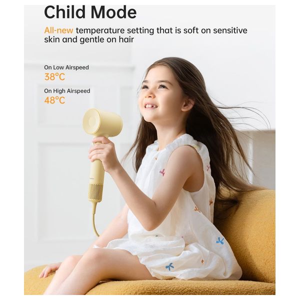 Laifen SE2 - High Speed Hair Dryer - 1400W - Smart Temperature Control - Yellow + Hair Brush