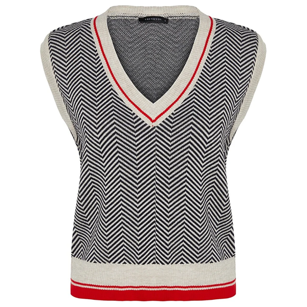 كنزة نسائي قبة V بدون اكمام ترينديول ميلا - بيجي