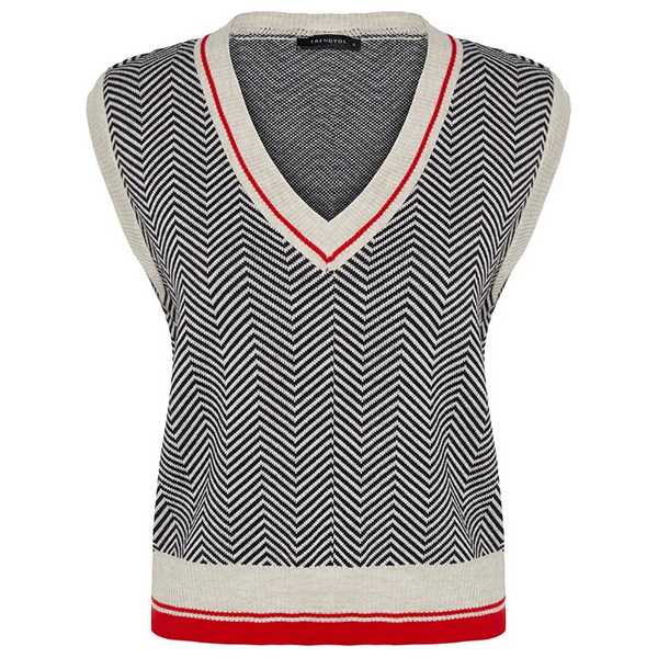 كنزة نسائي قبة V بدون اكمام ترينديول ميلا - بيجي