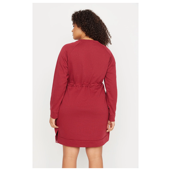 Trendyol Curve Women's Sleeve Casual Shirt Dress - Burgundy
