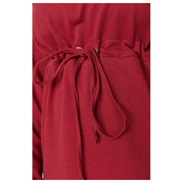 Trendyol Curve Women's Sleeve Casual Shirt Dress - Burgundy
