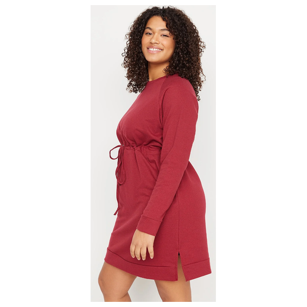 Trendyol Curve Women's Sleeve Casual Shirt Dress - Burgundy